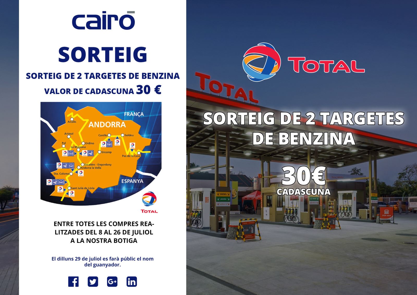 sorteig targetes benzina 30 euros TOTAL