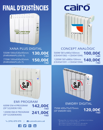 Final existències calefacció elèctrica