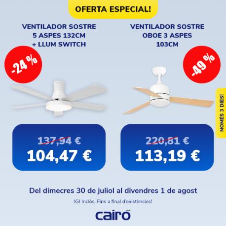 Oferta especial del 30 a l'1 d'agost: Ventiladors de sostre amb estil i eficiència. Tria entre HJM i Faro Barcelona
