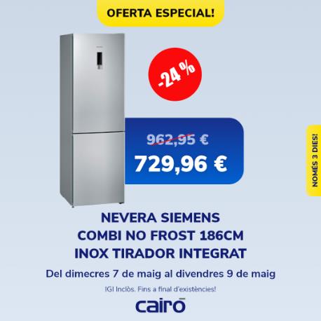 Oferta especial en Cairó: Nevera Siemens, la marca líder que no necesita demasiada presentación