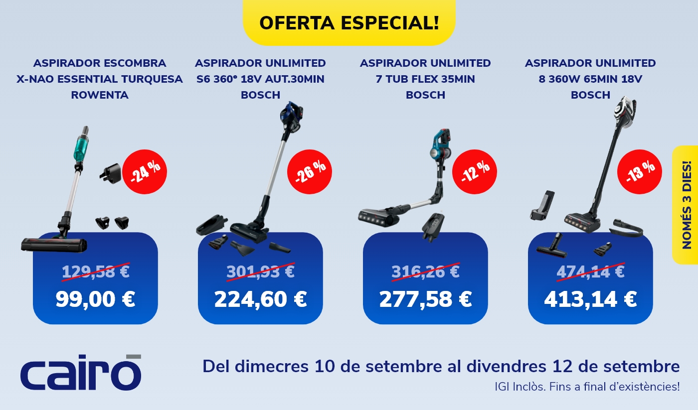 Oferta especial: Aspiradors sense cable