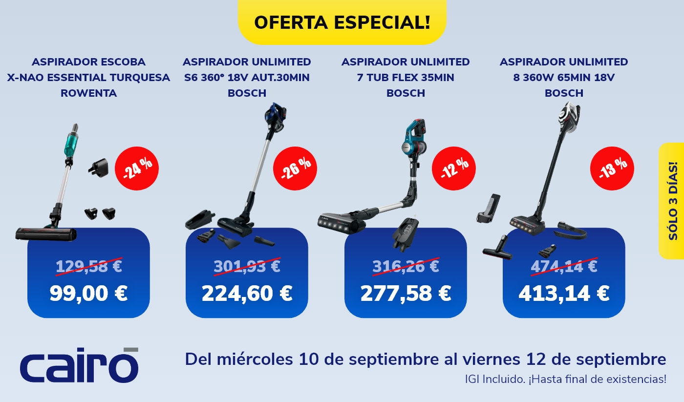 Oferta especial: aspiradores sin cable Bosch y Rowenta