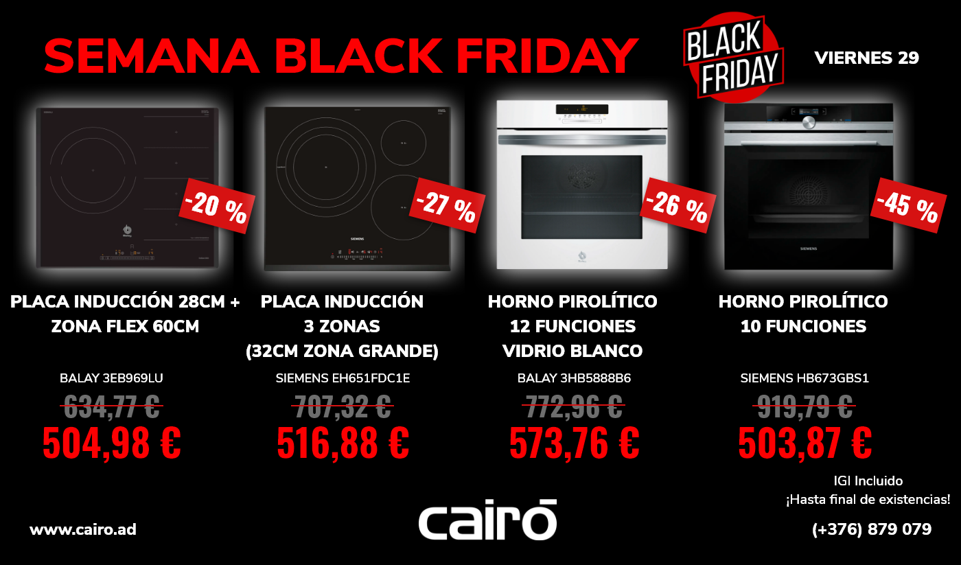 Black Friday: Placas inducción y Hornos Pirolíticos